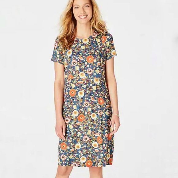 J. Jill Dresses & Skirts - J. Jill Floral Crew Neck Knit Dress with P…